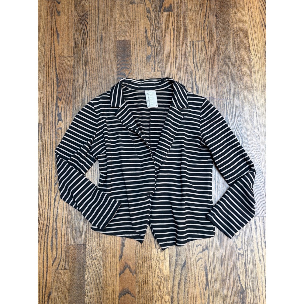 Dolan Left Coast Collection Blazer M Black Tan Striped Office Siren Minimalist